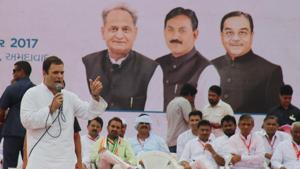 Congress vice president Rahul Gandhi at an interaction programme with party workers at Sabarmati riverfront in Ahmedabad on Monday.(HT) Congress vice president Rahul Gandhi at an interaction programme with party workers at Sabarmati riverfront in Ahmedabad on Monday.(HT)