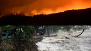 Combination image of wildfire in Montana and Hurricane Irma in Puerto Plata.(Agencies) Combination image of wildfire in Montana and Hurricane Irma in Puerto Plata.(Agencies)