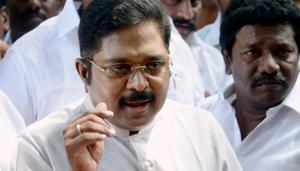 TTV Dinakaran addresses the media after calling on Tamil Nadu governor CH Vidyasagar Rao, in Chennai.(PTI FILE) TTV Dinakaran addresses the media after calling on Tamil Nadu governor CH Vidyasagar Rao, in Chennai.(PTI FILE)