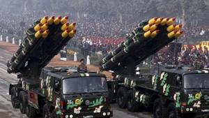 Indian army officers stand on vehicles displaying missiles during the Republic Day parade in New Delhi, January 26, 2016(REUTERS) Indian army officers stand on vehicles displaying missiles during the Republic Day parade in New Delhi, January 26, 2016(REUTERS)