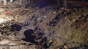 Police said the men, identified as Rajesh, 28, Vikas, 24 and Ravinder, 25, died while trying to pull each other out of the sewer in Sector 110.(HT Photo) Police said the men, identified as Rajesh, 28, Vikas, 24 and Ravinder, 25, died while trying to pull each other out of the sewer in Sector 110.(HT Photo)