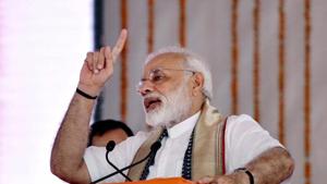 Prime Minister Narendra Modi during a function for the launch of various developmental projects in Varanasi, Uttar Pradesh, on Friday.(PTI) Prime Minister Narendra Modi during a function for the launch of various developmental projects in Varanasi, Uttar Pradesh, on Friday.(PTI)