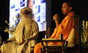 Yogi stressed on public participation to keep the rivers clean.(Dheeraj Dhawan/HT Photo) Yogi stressed on public participation to keep the rivers clean.(Dheeraj Dhawan/HT Photo)