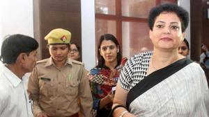 Acting chairperson of National Commission for Women (NCW) Rekha Sharma arrives at Banaras Hindu University (BHU) in Varanasi on Thursday.(PTI) Acting chairperson of National Commission for Women (NCW) Rekha Sharma arrives at Banaras Hindu University (BHU) in Varanasi on Thursday.(PTI)