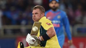 Australia cricket team’s Aaron Finch was going strong against the Indian cricket team in the first T20I in Ranchi before ’brain-fade’ struck him.(PTI) Australia cricket team’s Aaron Finch was going strong against the Indian cricket team in the first T20I in Ranchi before ’brain-fade’ struck him.(PTI)