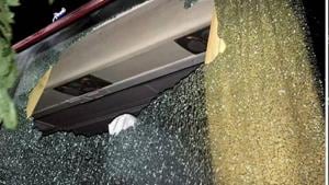The Australian cricket team bus that was attacked in Guwahati on Tuesday night.(PTI) The Australian cricket team bus that was attacked in Guwahati on Tuesday night.(PTI)