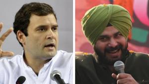 Rahul Gandhi and Navjot Singh Sidhu(HT Photos) Rahul Gandhi and Navjot Singh Sidhu(HT Photos)
