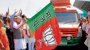 BJP president Amit Shah flags off ’Gujarat gaurav yatra’ in Karamsad town of Anand district.(HT File Photo) BJP president Amit Shah flags off ’Gujarat gaurav yatra’ in Karamsad town of Anand district.(HT File Photo)