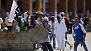 File photograph of a protest in Srinagar.(AP) File photograph of a protest in Srinagar.(AP)
