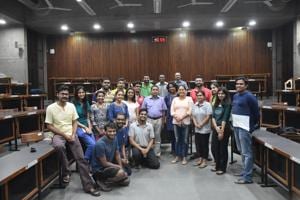 A course on Panchatantra was initiated on an experimental basis by Professor N Ravichandran (standing, sixth from left), faculty in production and quantitative methods area at IIM Ahmedabad.(Sourced) A course on Panchatantra was initiated on an experimental basis by Professor N Ravichandran (standing, sixth from left), faculty in production and quantitative methods area at IIM Ahmedabad.(Sourced)