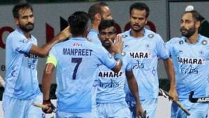 India beat Malaysia in their Asia Cup hockey Super 4 encounter in Dhaka. Get highlights of India vs Malaysia, Asia Cup hockey, here.(PTI) India beat Malaysia in their Asia Cup hockey Super 4 encounter in Dhaka. Get highlights of India vs Malaysia, Asia Cup hockey, here.(PTI)