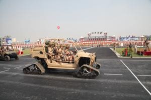 The mechanised column, a fleet of vehicles with high reliable efficiency, was inducted into the force in January 2017.(HT Photo) The mechanised column, a fleet of vehicles with high reliable efficiency, was inducted into the force in January 2017.(HT Photo)