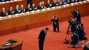 Chinese President Xi Jinping bows before delivering his speech during the 19th National Congress of the Communist Party of China in Beijing, October 18. Democratic countries are refreshed and renewed by free elections. The Chinese system of state capitalism, supervised by an entrenched political elite, poses an alternate model.(REUTERS) Chinese President Xi Jinping bows before delivering his speech during the 19th National Congress of the Communist Party of China in Beijing, October 18. Democratic countries are refreshed and renewed by free elections. The Chinese system of state capitalism, supervised by an entrenched political elite, poses an alternate model.(REUTERS)