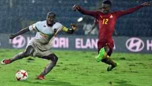 The Ghana-Mali FIFA U-17 World Cup match in Guwahati was played in heavy rain and on a soggy pitch.(AFP) The Ghana-Mali FIFA U-17 World Cup match in Guwahati was played in heavy rain and on a soggy pitch.(AFP)