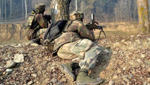 Security personnel in position during an encounter in Kupwara in Jammu and Kashmir.(PTI file photo) Security personnel in position during an encounter in Kupwara in Jammu and Kashmir.(PTI file photo)
