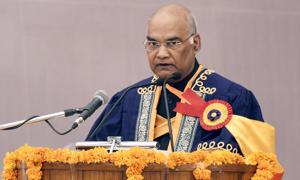 President Ram Nath Kovind address the 48th Convocation of Indian Institute of Technology in New Delhi on Saturday(Mohd Zakir/HT PHOTO) President Ram Nath Kovind address the 48th Convocation of Indian Institute of Technology in New Delhi on Saturday(Mohd Zakir/HT PHOTO)