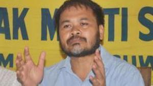 Krishak Mukti Sangram Samiti leader Akhil Gogoi addressing media in Guwahati.(PTI File Photo) Krishak Mukti Sangram Samiti leader Akhil Gogoi addressing media in Guwahati.(PTI File Photo)