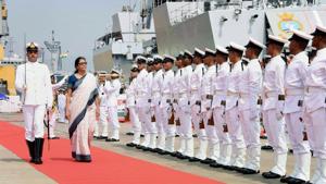 Defence minister Nirmala Sitharaman inspecting the Guard of Honour at the commissioning ceremony of INS Kiltan, Naval Dockyard, Visakhapatnam, October 16 (Representative Photo)(PTI) Defence minister Nirmala Sitharaman inspecting the Guard of Honour at the commissioning ceremony of INS Kiltan, Naval Dockyard, Visakhapatnam, October 16 (Representative Photo)(PTI)