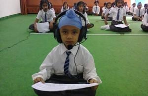 The students at Government Primary School, Wara Bhai Ka village enjoy facilities like LED screens in the class.(HT Photo) The students at Government Primary School, Wara Bhai Ka village enjoy facilities like LED screens in the class.(HT Photo)