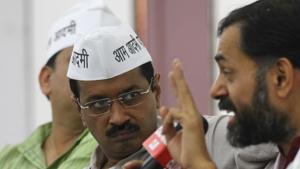 The Aam Aadmi Party was founded in November 2012 by anti-corruption activists Arvind Kejriwal and Yogendra Yadav, among others.(Virendra Singh Gosain/ HT Photo) The Aam Aadmi Party was founded in November 2012 by anti-corruption activists Arvind Kejriwal and Yogendra Yadav, among others.(Virendra Singh Gosain/ HT Photo)