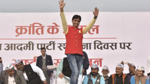 Expressing his grudge, Kumar Vishwas said he was not provided a chance to speak in the last few months.(Sonu Mehta/HT PHOTO) Expressing his grudge, Kumar Vishwas said he was not provided a chance to speak in the last few months.(Sonu Mehta/HT PHOTO)
