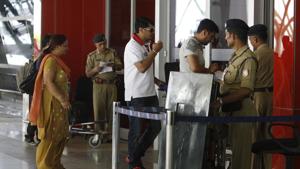 Passengers show their identity cards at the entrance to the airport.(Sonu Mehta/HT File Photo) Passengers show their identity cards at the entrance to the airport.(Sonu Mehta/HT File Photo)