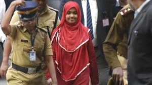 Hadiya at the Supreme Court after the hearing in New Delhi on Monday, November 27(Vipin Kumar/HT PHOTO) Hadiya at the Supreme Court after the hearing in New Delhi on Monday, November 27(Vipin Kumar/HT PHOTO)
