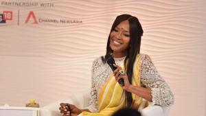 Naomi Campbell during the Hindustan Times Leadership Summit in New Delhi on December 1.(Sanchit Khanna /HT Photo)