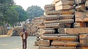 File photo of arrival of stones from Rajasthan at the disputed Ram Janmabhumi-Babri Masjid site. File photo of arrival of stones from Rajasthan at the disputed Ram Janmabhumi-Babri Masjid site.
