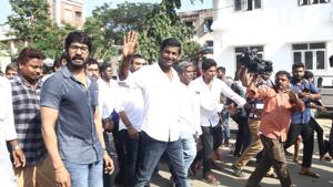Actor Vishal submitted his nomination papers on Monday to contest in the upcoming bypoll elections. Actor Vishal submitted his nomination papers on Monday to contest in the upcoming bypoll elections.