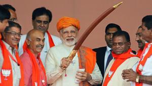 Prime Minister Narendra Modi at an election campaign rally, Dhandhuka village, Ahmedabad, December 6, 2017(PTI) Prime Minister Narendra Modi at an election campaign rally, Dhandhuka village, Ahmedabad, December 6, 2017(PTI)