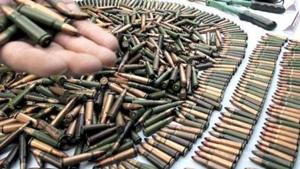 The seizure includes 25 rifles, one machine gun, 19 revolvers and 4,166 live cartridges.(HT File Photo / Pic used for representational purpose) The seizure includes 25 rifles, one machine gun, 19 revolvers and 4,166 live cartridges.(HT File Photo / Pic used for representational purpose)