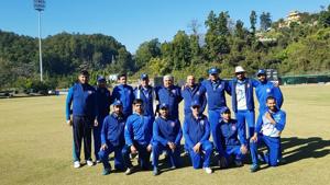 Members of The Doon School old boys’ team at Abhimanyu Cricket Academy in Dehradun on Saturday.(HT Photo) Members of The Doon School old boys’ team at Abhimanyu Cricket Academy in Dehradun on Saturday.(HT Photo)