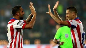Zequinha and Robin Singh of ATK celebrate the latter’s winning goal during the Indian Super League match between Mumbai City FC and ATK held at the Mumbai Football Arena, Mumbai on 17th December 2017.(ISL / SPORTZPICS) Zequinha and Robin Singh of ATK celebrate the latter’s winning goal during the Indian Super League match between Mumbai City FC and ATK held at the Mumbai Football Arena, Mumbai on 17th December 2017.(ISL / SPORTZPICS)