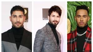 The turtleneck trend is seeing a resurgence and the garment has been reinvented for this winter, as we see on Bollywood actors Prateik Babbar and Shahid Kapoor, and Formula One champion Lewis Hamilton.(HT Photo/ Yogen Shah) The turtleneck trend is seeing a resurgence and the garment has been reinvented for this winter, as we see on Bollywood actors Prateik Babbar and Shahid Kapoor, and Formula One champion Lewis Hamilton.(HT Photo/ Yogen Shah)
