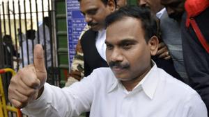 Former telecom minister A Raja leaves the Patiala House Courts after being acquitted by a special court in the 2G spectrum case, in New Delhi.(PTI Photo) Former telecom minister A Raja leaves the Patiala House Courts after being acquitted by a special court in the 2G spectrum case, in New Delhi.(PTI Photo)