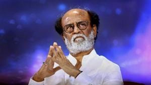 Tamil superstar Rajinikanth on the first day of a six-day-long photo session in Chennai on Tuesday.(PTI) Tamil superstar Rajinikanth on the first day of a six-day-long photo session in Chennai on Tuesday.(PTI)