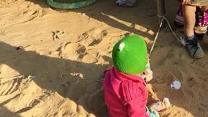 For eight to 10 hours, the toddler spends tied up to a post along with three other children – all two years old or younger.(HT Photo) For eight to 10 hours, the toddler spends tied up to a post along with three other children – all two years old or younger.(HT Photo)
