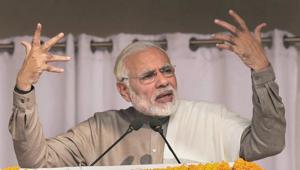 Prime Minister Narendra Modi during the flag off ceremony of the Botanical Garden-Kalka Mandir section of Delhi Metro, in Noida on Monday.(PTI Photo) Prime Minister Narendra Modi during the flag off ceremony of the Botanical Garden-Kalka Mandir section of Delhi Metro, in Noida on Monday.(PTI Photo)
