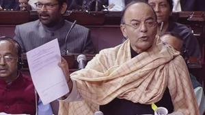 Finance minister Arun Jaitley speaks in the Rajya Sabha on Wednesday.(PTI Photo) Finance minister Arun Jaitley speaks in the Rajya Sabha on Wednesday.(PTI Photo)
