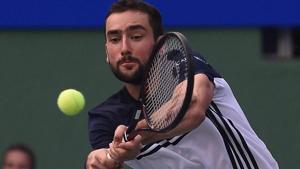 Marin Cilic plays a shot against French tennis player Pierre-Hugues Herbert during the Tata Open tennis tournament.(PTI) Marin Cilic plays a shot against French tennis player Pierre-Hugues Herbert during the Tata Open tennis tournament.(PTI)