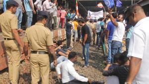 BEST buses, civic and railway infrastructure, private cars were damaged in the violence.(Bhushan Koyande) BEST buses, civic and railway infrastructure, private cars were damaged in the violence.(Bhushan Koyande)