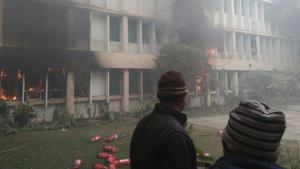 Prima facie, the fire appeared to have been caused by a short circuit.(HT Photo) Prima facie, the fire appeared to have been caused by a short circuit.(HT Photo)