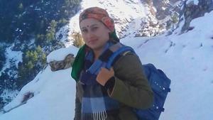 Geeta Verma rose to fame after a picture of her riding a bike while carrying MR vaccine box went viral last year.(Facebook) Geeta Verma rose to fame after a picture of her riding a bike while carrying MR vaccine box went viral last year.(Facebook)