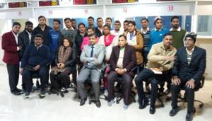 Banka district magistrate Kundan Kumar with youths who have been selected for jobs by TCS.(HT photo) Banka district magistrate Kundan Kumar with youths who have been selected for jobs by TCS.(HT photo)