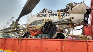 According to a Pawan Hans official, 85% of the helicopter parts have been recovered.(HT photo) According to a Pawan Hans official, 85% of the helicopter parts have been recovered.(HT photo)