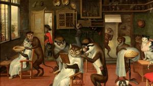 Barbershop with Monkeys and Cats is a painting by Flemish artist Abraham Teniers (1629-70). Barbershop with Monkeys and Cats is a painting by Flemish artist Abraham Teniers (1629-70).