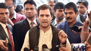 Congress President and Lok Sabha MP Rahul Gandhi addresses media personnel, New Delhi, February 7, 2018(Sonu Mehta/HT) Congress President and Lok Sabha MP Rahul Gandhi addresses media personnel, New Delhi, February 7, 2018(Sonu Mehta/HT)