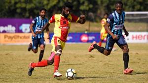 Gokulam Kerala-Minerva Punjab FC I-League match in progress in Panchkula.(AIFF) Gokulam Kerala-Minerva Punjab FC I-League match in progress in Panchkula.(AIFF)