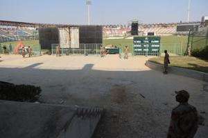 File photo of Pakistani paramilitary soldiers at the National Cricket Stadium in Karachi.(AFP) File photo of Pakistani paramilitary soldiers at the National Cricket Stadium in Karachi.(AFP)